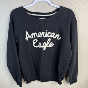 American Eagle Logo Crewneck Sweatshirt Black White Medium